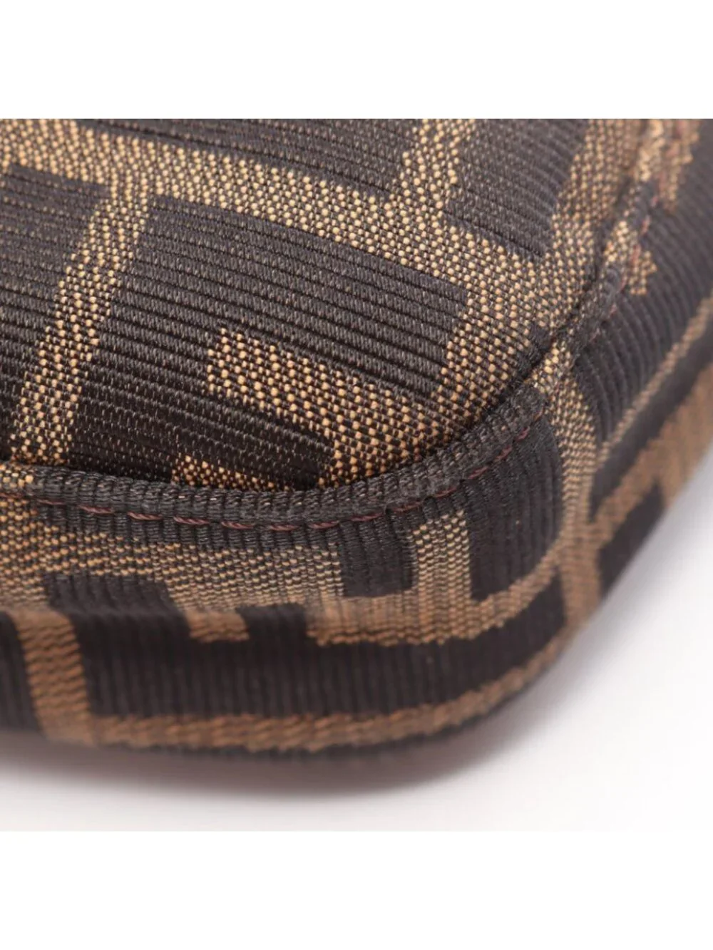 Fendi Shoulder Bag Zucca Brown Canvas Leather